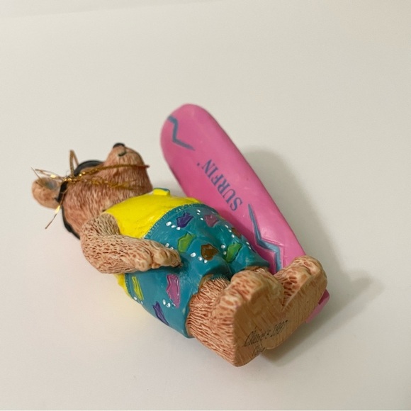 Vtg 1997 Claire’s Surfing Bear Ornament with Pink Surfboard - Picture 9 of 10
